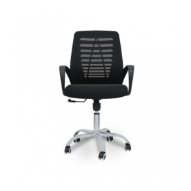 Chaise de bureau HT-7008B - Avec accoudoirs - Dossier en maille - Siège en tissu - Base en acier chromé