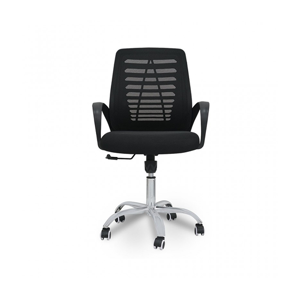 Chaise de bureau HT-7008B - Avec accoudoirs - Dossier en maille - Siège en tissu - Base en acier chromé Chaise de bureau HT-7008B - Avec accoudoirs - Dossier en maille - Siège en tissu - Base en acier chromé