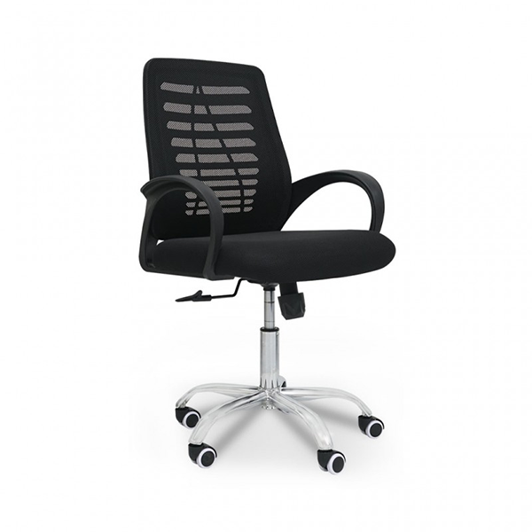 Chaise de bureau HT-7008B - Avec accoudoirs - Dossier en maille - Siège en tissu - Base en acier chromé Chaise de bureau HT-7008B - Avec accoudoirs - Dossier en maille - Siège en tissu - Base en acier chromé