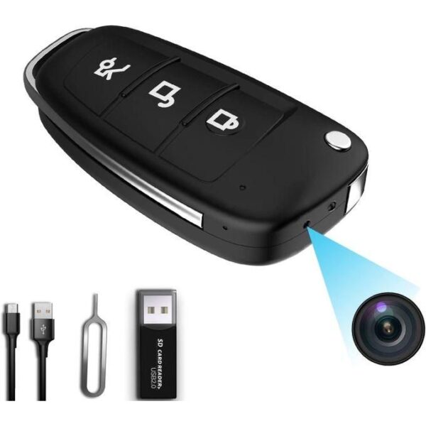 Caméra Cachée Porte-Clés Voiture avec Micro SD 128Go - Full HD 1080P Caméra Cachée Porte-Clés Voiture avec Micro SD 128Go - Full HD 1080P