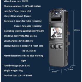 Caméra Corporelle FHD 1080P – Enregistrement Vidéo & Audio + MicroSD 64GB – Image 5