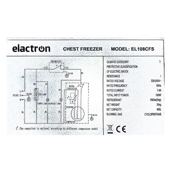 Congélateur horizontal Elactron EL108CFS - 400L Congélateur horizontal Elactron EL108CFS - 400L