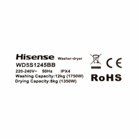 Machine à laver Hisense WD5S1245BB- 12KG/8KG (Lavante-Séchante) – Image 9
