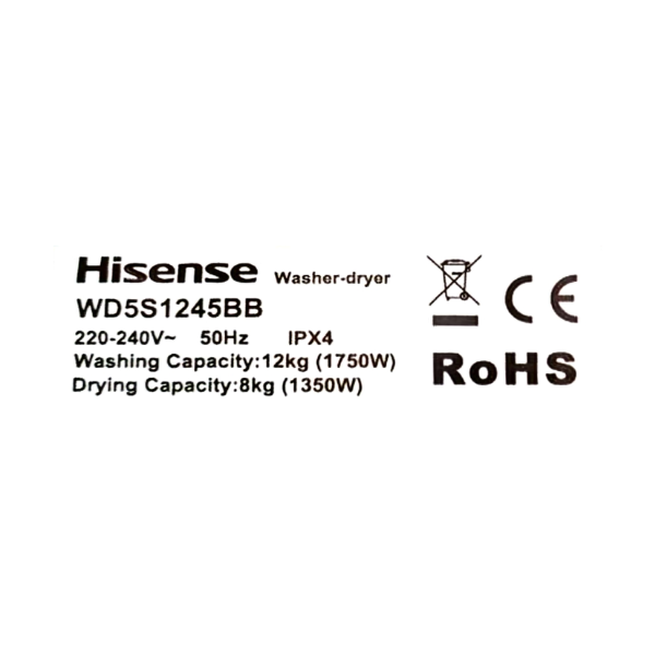 Machine à laver Hisense WD5S1245BB- 12KG/8KG (Lavante-Séchante) Machine à laver Hisense WD5S1245BB- 12KG/8KG (Lavante-Séchante)