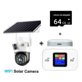 Camera Solaire Wifi (Routeur 5G Wifi Portable + MicroSD 64Go)