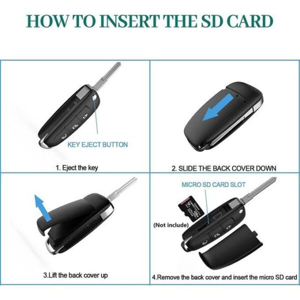 Caméra Cachée Porte-Clés Voiture avec Micro SD 128Go - Full HD 1080P Caméra Cachée Porte-Clés Voiture avec Micro SD 128Go - Full HD 1080P