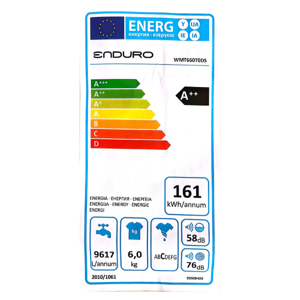 Machine à laver Enduro WMT1660T0DS - 6kg A++ Machine à laver Enduro WMT1660T0DS - 6kg A++
