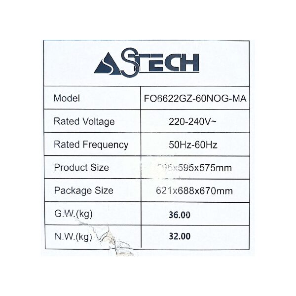 Four encastrable à gaz Astech F06622GZ-60NOG-MA Four encastrable à gaz Astech F06622GZ-60NOG-MA