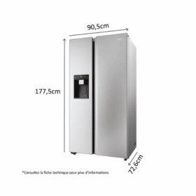 Side by side Haier HSW59F18EIMM - 601L - 2 Tiroirs (No Frost Distributeur d'eau et de Glace ) – Image 4