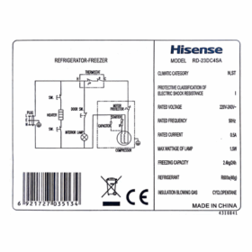 Réfrigérateur combiné Hisense RD-23DC4SA - 3T 175L – Image 8
