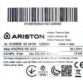 Chauffe-eau électrique Ariston 30RS - 30 litres – Image 5