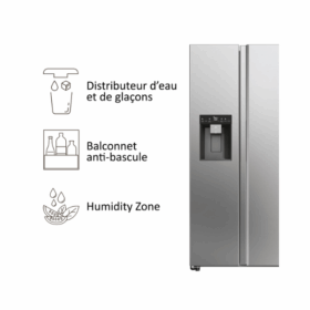 Side by side Haier HSW59F18EIMM - 601L - 2 Tiroirs (No Frost Distributeur d'eau et de Glace ) – Image 5