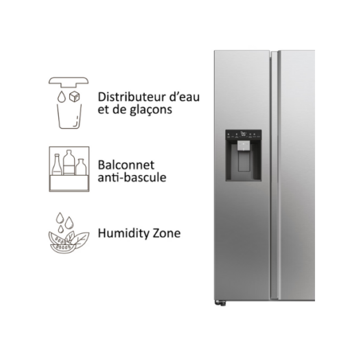 Side by side Haier HSW59F18EIMM - 601L - 2 Tiroirs (No Frost Distributeur d'eau et de Glace ) Side by side Haier HSW59F18EIMM - 601L - 2 Tiroirs (No Frost Distributeur d'eau et de Glace )