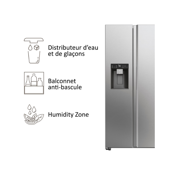 Side by side Haier HSW59F18EIMM - 601L - 2 Tiroirs (No Frost Distributeur d'eau et de Glace ) Side by side Haier HSW59F18EIMM - 601L - 2 Tiroirs (No Frost Distributeur d'eau et de Glace )