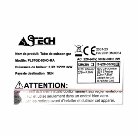 Plaque de cuisson à gaz Astech PL67GZ-60N0-MA 4 Feux – Image 6