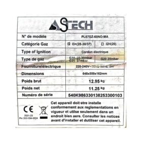 Plaque de cuisson à gaz Astech PL67GZ-60N0-MA 4 Feux – Image 5