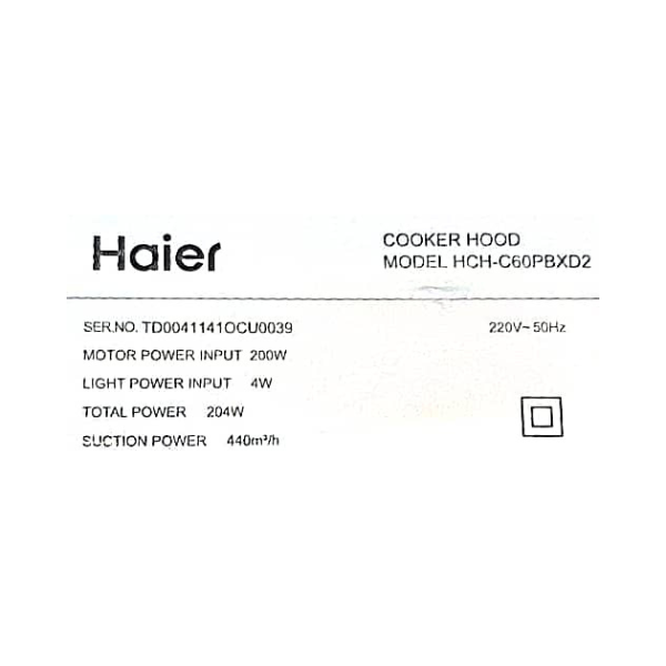 Hotte de cuisine Haier HCH-C60PBXD2 - 60cm Hotte de cuisine Haier HCH-C60PBXD2 - 60cm