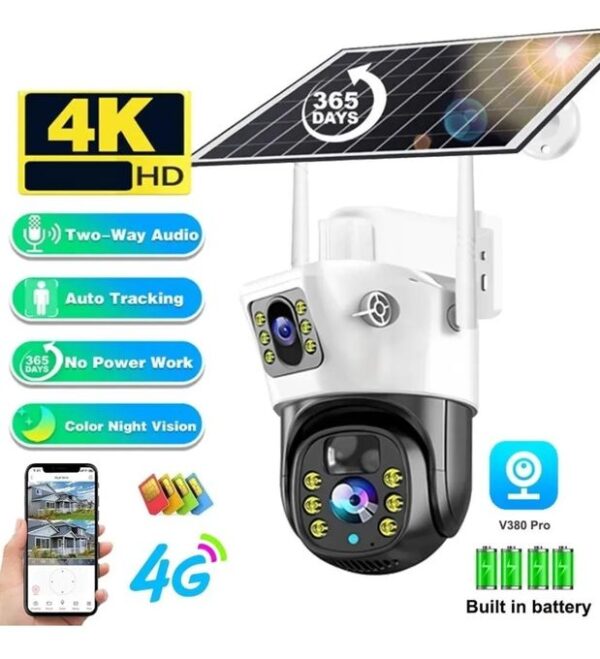 Caméra Solaire Double Objectif 4K 5MP + 128GB Caméra Solaire Double Objectif 4K 5MP + 128GB