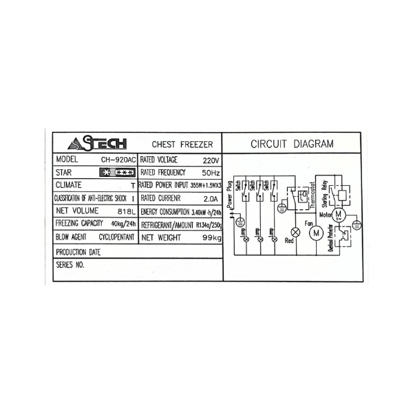 Congélateur Astech CH-920AC - 920 L Congélateur Astech CH-920AC - 920 L