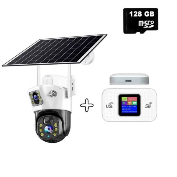 Pack Caméra Solaire + Routeur + MicroSD 128Go Pack Caméra Solaire + Routeur + MicroSD 128Go