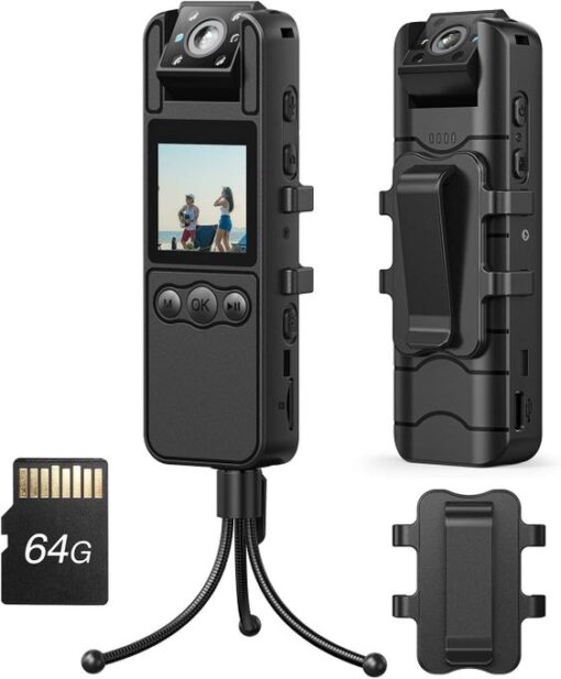 Caméra Corporelle FHD 1080P – Enregistrement Vidéo & Audio + MicroSD 64GB Caméra Corporelle FHD 1080P – Enregistrement Vidéo & Audio + MicroSD 64GB