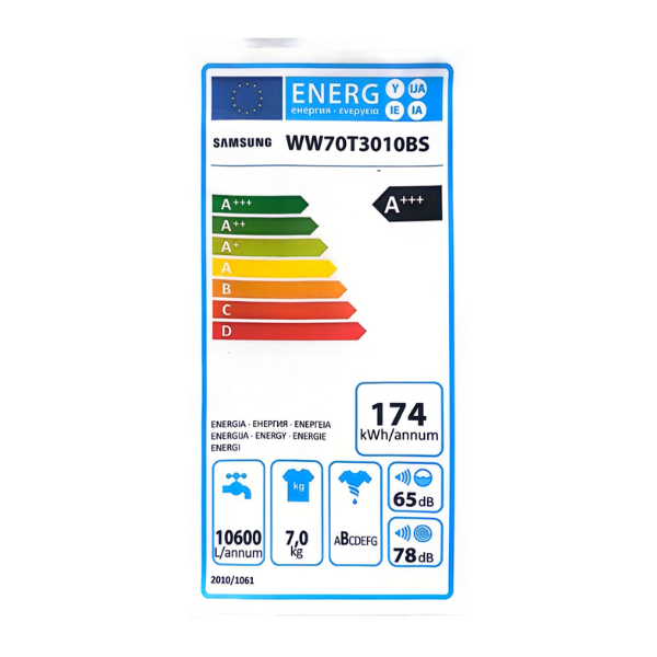 Machine à laver Samsung WW70T3010BS - 7Kg-A+++
