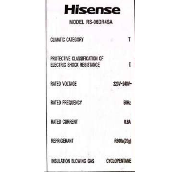 Réfrigérateur mini bar Hisense RS-06DR4 - 46 litres Réfrigérateur mini bar Hisense RS-06DR4 - 46 litres