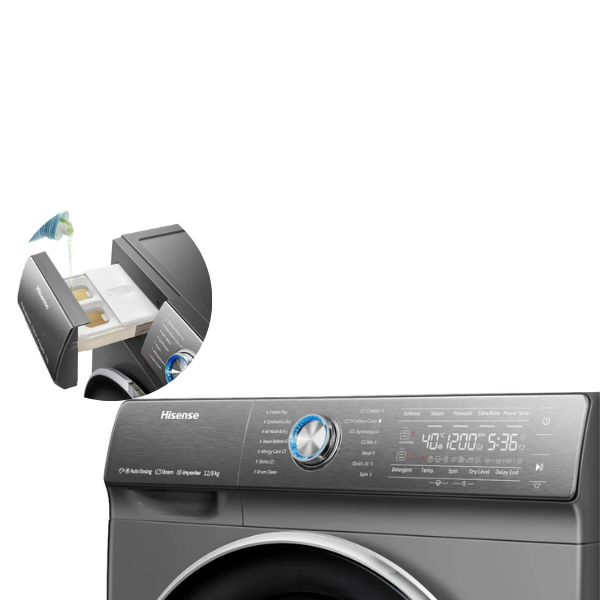Machine à laver Hisense WDQR1214VAJMT - 12 kg Lavage/ 8kg séchage Machine à laver Hisense WDQR1214VAJMT - 12 kg Lavage/ 8kg séchage