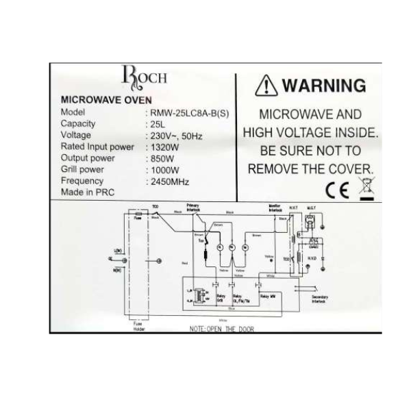 Micro-ondes Roch RMW-25LC8A-B (S) - 25L + grill Micro-ondes Roch RMW-25LC8A-B (S) - 25L + grill