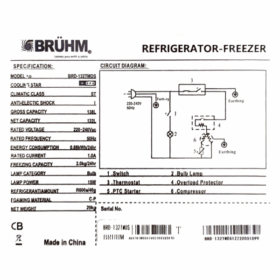 réfrigérateur 2 PORTES -Bruhm-BRD-132TMDS-132L – Image 6