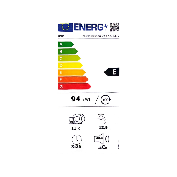 Lave-vaisselle encastrable Beko BDSN153E3X- 13 couverts Lave-vaisselle encastrable Beko BDSN153E3X- 13 couverts