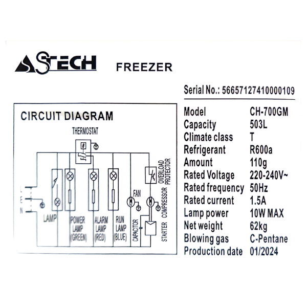 Congélateur horizontal Astech CH700GM - 503L Congélateur horizontal Astech CH700GM - 503L