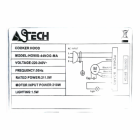 Hotte de cuisine Astech HO90S-44NOG-MA Noir – Image 5