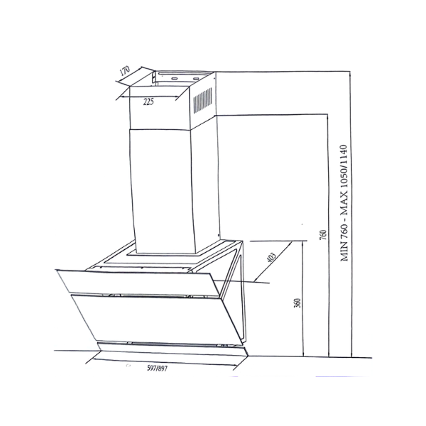 Hotte de cuisine Astech HO90S-44NOG-MA Noir Hotte de cuisine Astech HO90S-44NOG-MA Noir