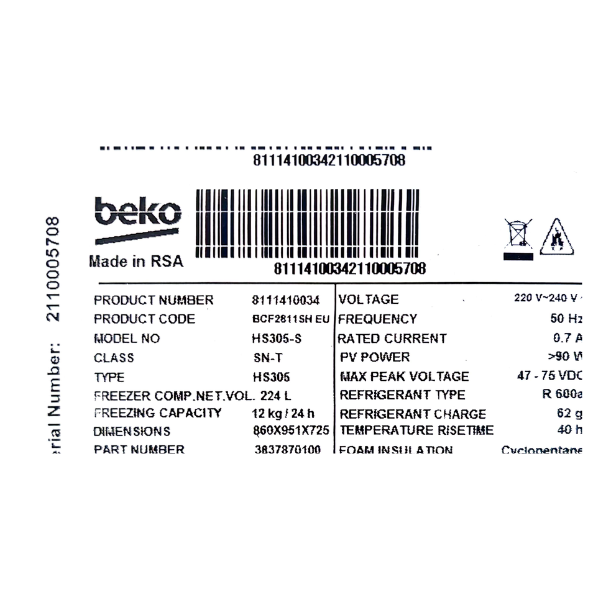 Congélateur solaire horizontal Beko HS305S - 254L - Blanc +(KIT SOLAIRE) Congélateur solaire horizontal Beko HS305S - 254L - Blanc +(KIT SOLAIRE)