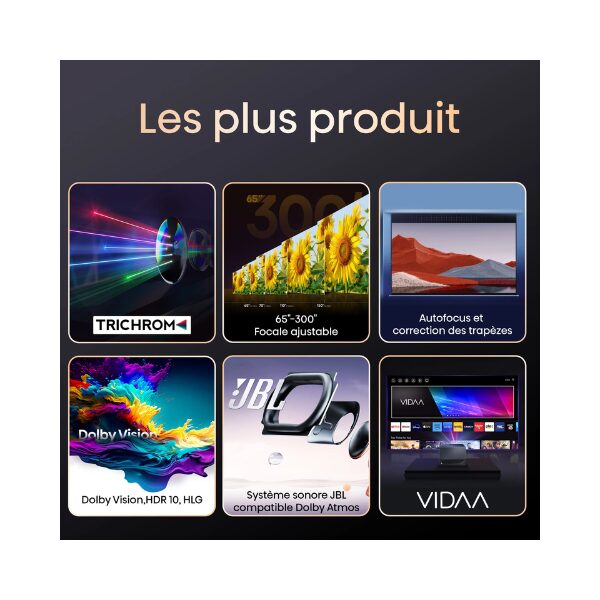 Smart Mini Projecteur Hisense - Focale ajustable 65-300″ -C1-Vidaa U Smart Mini Projecteur Hisense - Focale ajustable 65-300″ -C1-Vidaa U