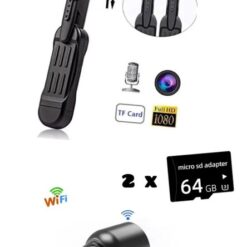 Caméra Cachée Stylo + Mini Caméra Vocal & Vidéo – Surveillance HD 1080P + 2x64GB