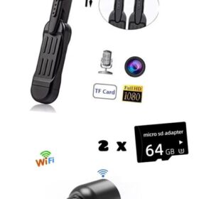 Caméra Cachée Stylo + Mini Caméra Vocal & Vidéo – Surveillance HD 1080P + 2x64GB