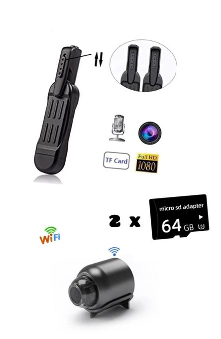 Caméra Cachée Stylo + Mini Caméra Vocal & Vidéo – Surveillance HD 1080P + 2x64GB Caméra Cachée Stylo + Mini Caméra Vocal & Vidéo – Surveillance HD 1080P + 2x64GB