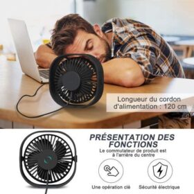 Ventilateur Portable Rechargeable – 3 Vitesses – Image 2