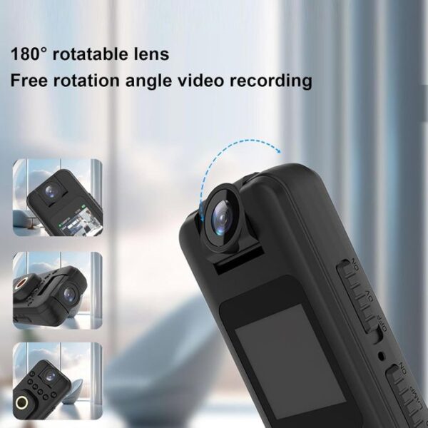 Mini Caméra de Corps HD 180° – Enregistrement Vidéo/Audio avec Vision Nocturne Mini Caméra de Corps HD 180° – Enregistrement Vidéo/Audio avec Vision Nocturne
