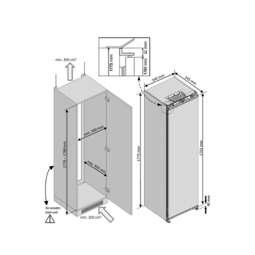 Congélateur encastrable vertical Beko BFNA247E30SN - 220L-7T-No Frost Congélateur encastrable vertical Beko BFNA247E30SN - 220L-7T-No Frost