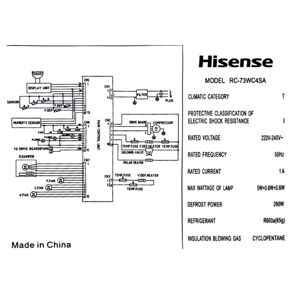 Réfrigérateur combiné Hisense RC-73WC4SA- 499L- 6 Tiroirs Réfrigérateur combiné Hisense RC-73WC4SA- 499L- 6 Tiroirs
