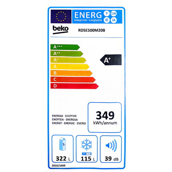 Réfrigérateur Beko RDSE500M20B - 500L - A+ Réfrigérateur Beko RDSE500M20B - 500L - A+