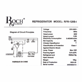 Réfrigérateur bar Roch RFR-120S - 90L – Image 3