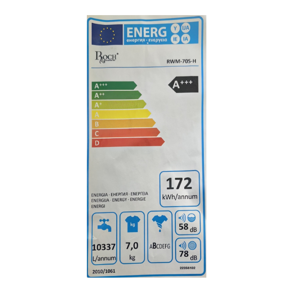 Machine à laver Roch RWM-70S-H - 7kg - A+++ - GRIS Machine à laver Roch RWM-70S-H - 7kg - A+++ - GRIS