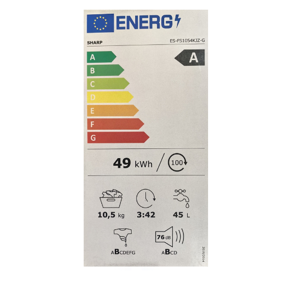 Machine à laver Sharp ES-FS1054KJZ-G - 10.5Kg - INVERTER Machine à laver Sharp ES-FS1054KJZ-G - 10.5Kg - INVERTER