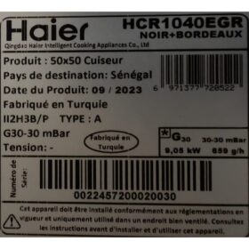 Cuisinière à gaz Haier HCR1040EGR 50x50 - 4 feux – Image 7