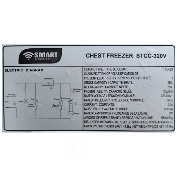 Congélateur horizontal Smart Technology STCC-320V - 280L Congélateur horizontal Smart Technology STCC-320V - 280L