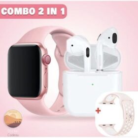 Montre Connectée T55 PRO MAX avec Écouteurs Bluetooth et 2 Bracelets – Rose